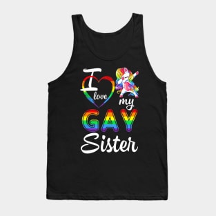 Unicorn Dabbing Support LGBT I Love My Gay Sister Tank Top